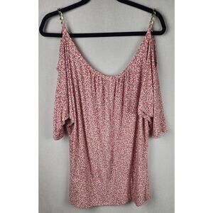 Womens Top m/l Floral cold shoulder chain straps Fairycore whimsical cottagecore